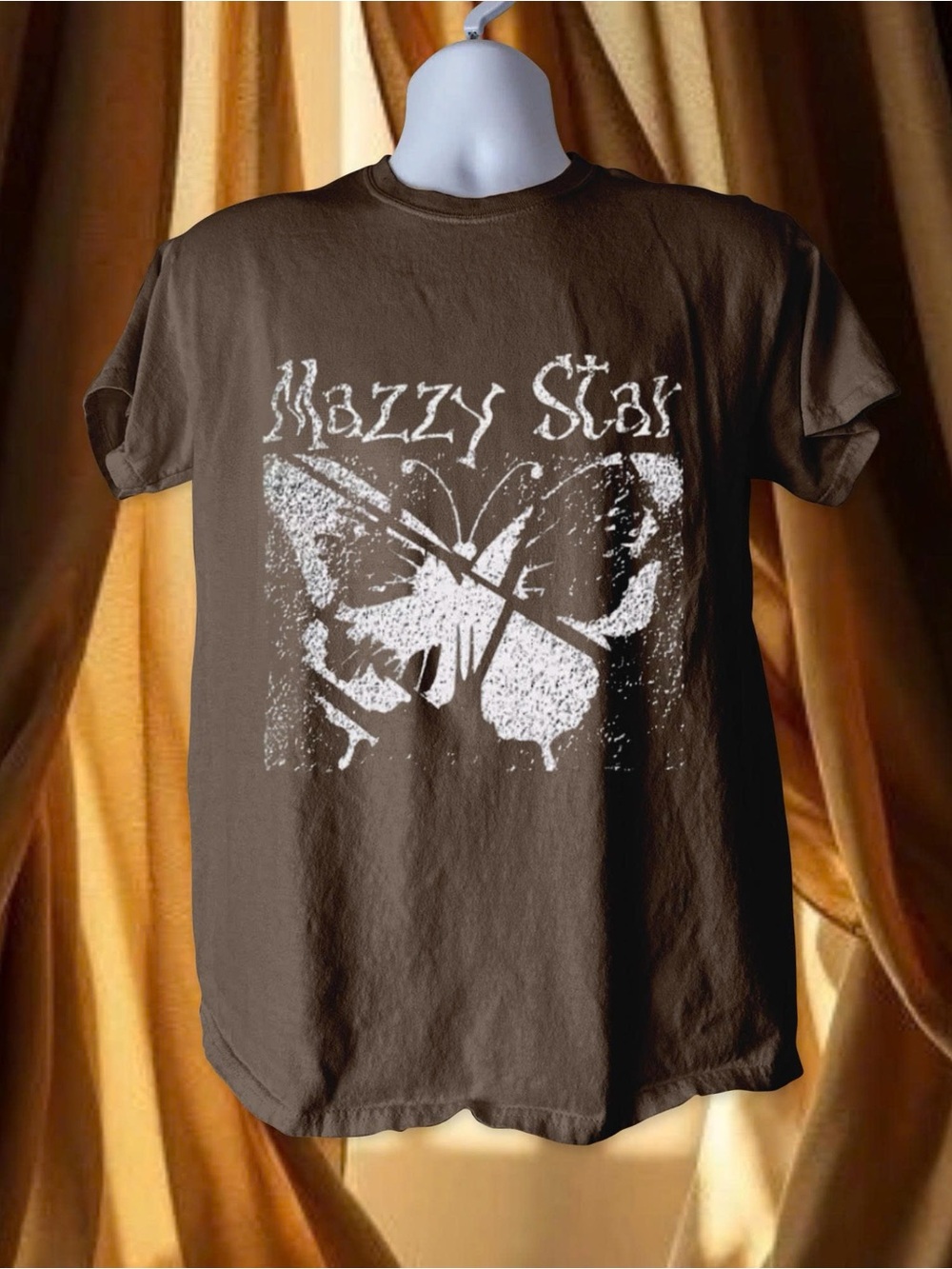 Mazzy Star Butterfly Band Tee Brown Graphic, Indie Rock Vintage 90s Music